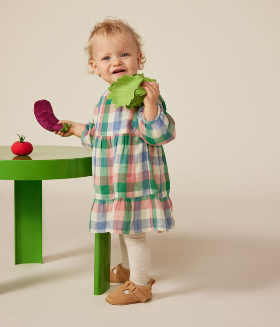 Robe manches longues en gaze de coton bébé blanc AVALANCHE/ MULTICO