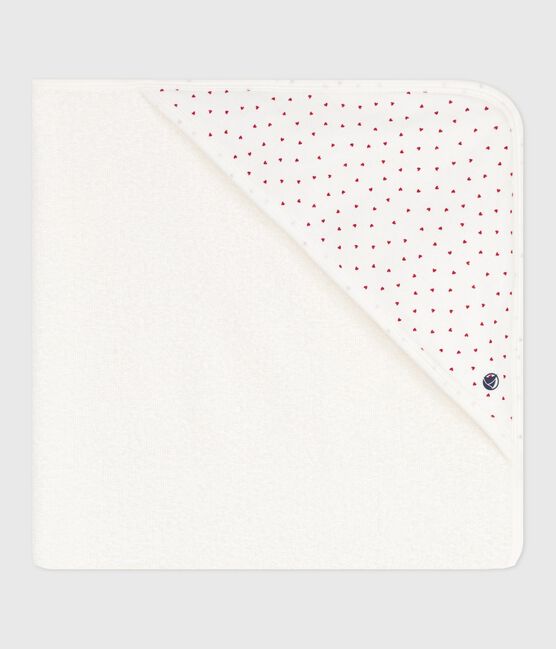Carré de bain bébé en coton blanc MARSHMALLOW/rouge TERKUIT