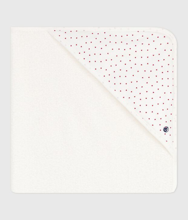 Katoenen badcape voor baby's wit/rood