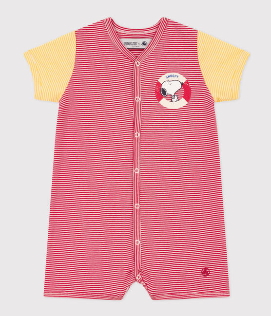 Kort katoenen babypakje Petit Bateau X Snoopy rood CORRIDA/wit MARSHMALLOW