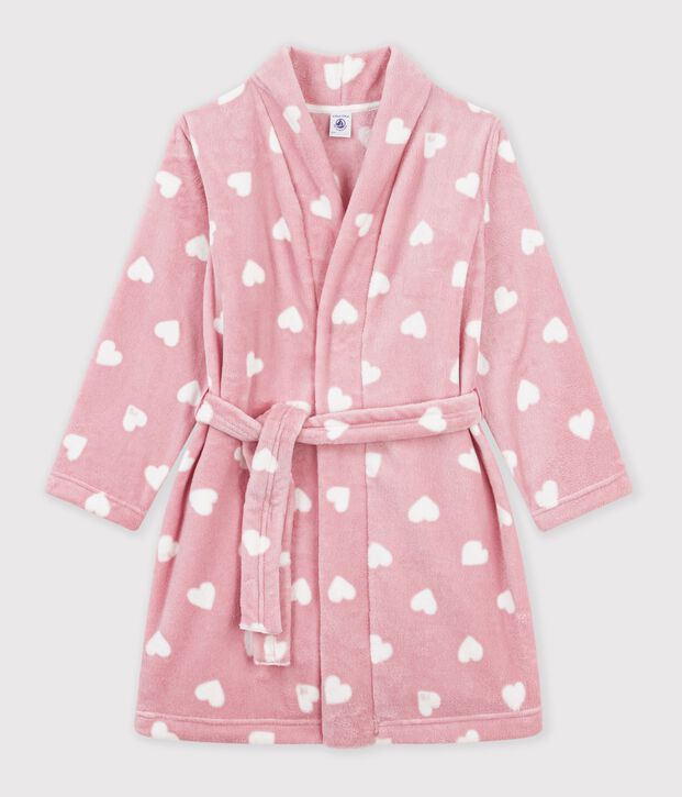 Kamerjas van fleece met print voor kinderen roze/wit
