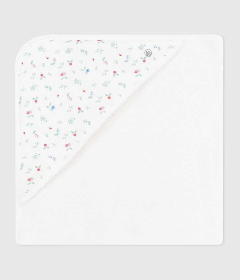 Carr&eacute; de bain b&eacute;b&eacute; en coton blanc/multicouleur