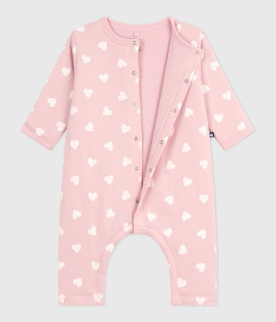 Combinaison ouatinée bébé en coton, imprimé cœurs rose JOLI/ MILK