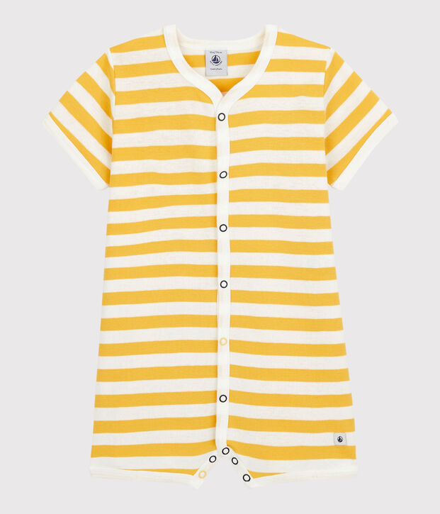Combicourt &agrave; rayures b&eacute;b&eacute; en coton jaune/blanc