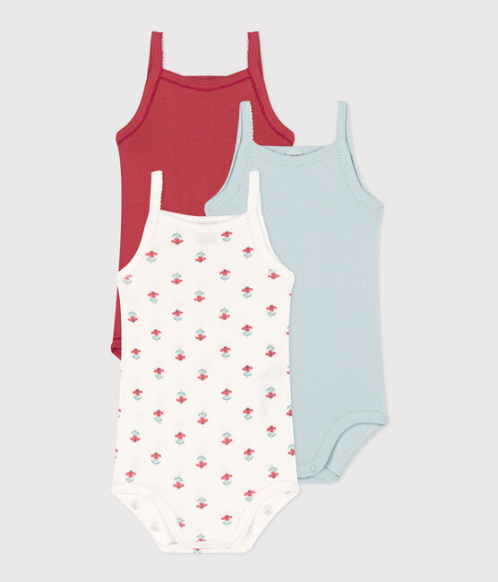 Lot de 3 bodies bretelles fleurs en coton variante 1