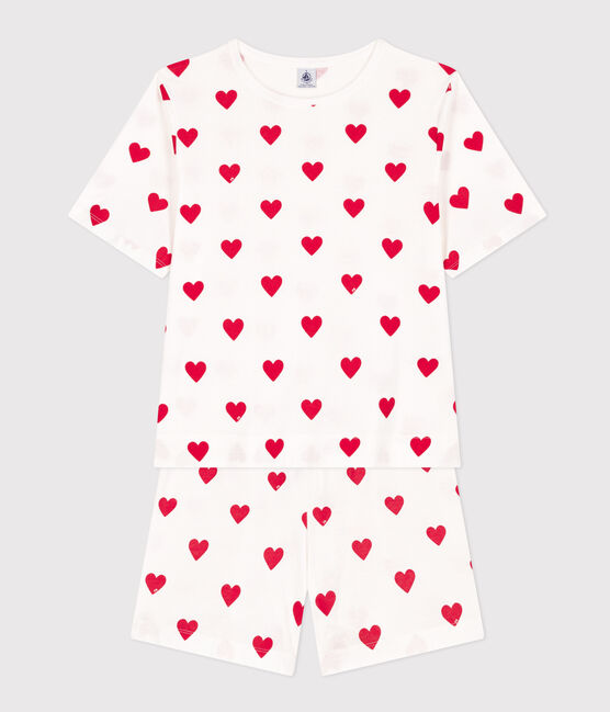Pyjacourt cœur femme en coton blanc MARSHMALLOW/rouge TERKUIT