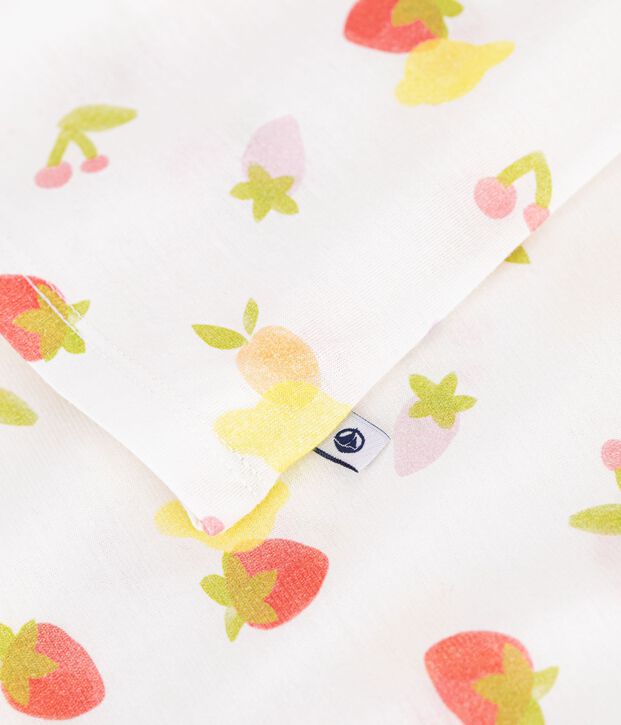 Chemise de nuit enfant en coton imprim&eacute; fruits blanc/multicouleur