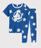Pyjama enfant imprimé étoiles en côte bleu MAJOR/blanc ECUME
