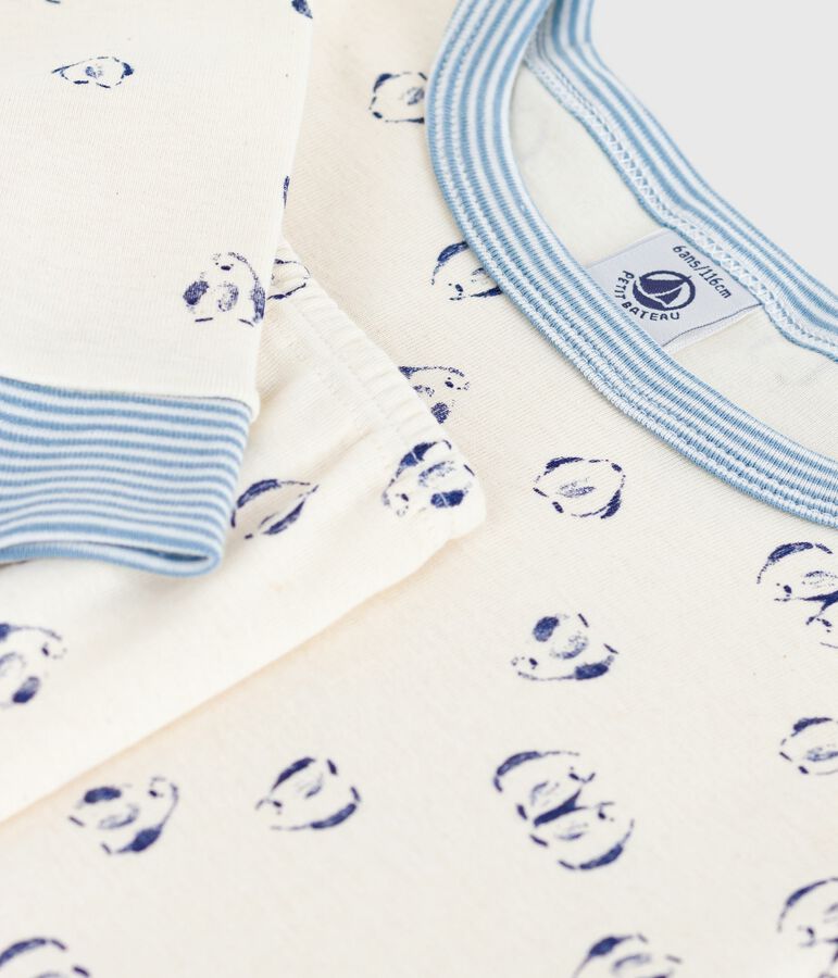Pyjama enfant en coton tr&egrave;s ajust&eacute; imprim&eacute; bleu/bleu