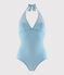 Maillot de bain 1 pièce recyclé Femme bleu MYKONOS/blanc MARSHMALLOW