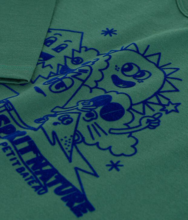 Katoenen T-shirt met lange mouwen en print voor kinderen groen