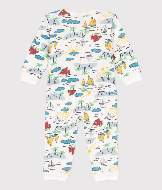Dors-bien sans boutons-pression et sans pieds explorateurs en coton blanc MARSHMALLOW/blanc MULTICO