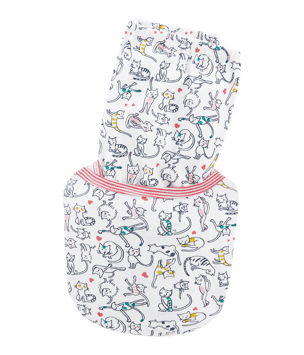 Pyjama petite fille en c&ocirc;te blanc/multicouleur