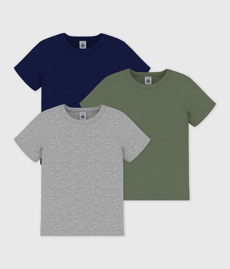 Setje met effen katoenen T-shirts met korte mouwen voor kinderen multicouleur