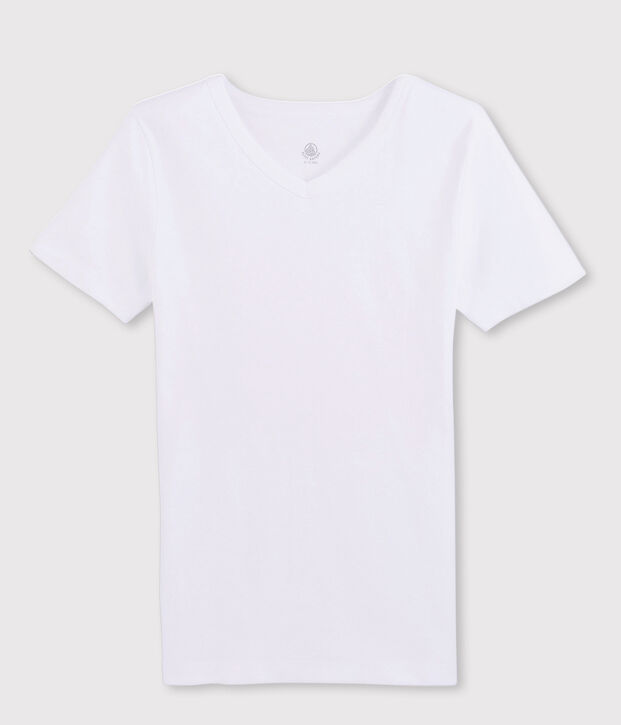 T-shirt manches courtes col V Homme blanc