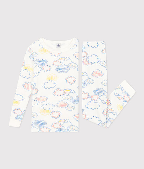 Pyjama ajusté en coton imprimé arc-en-ciel enfant blanc MARSHMALLOW/blanc MULTICO