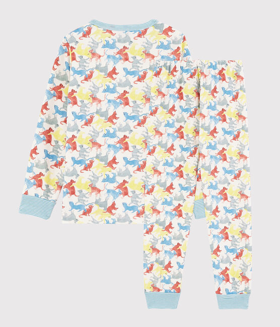 FMolton pyjama met kattenprint voor jongetjes wit MARSHMALLOW/wit MULTICO