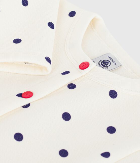 Cardigan enfant en coton imprimé pois bleu MILK/ SOIR