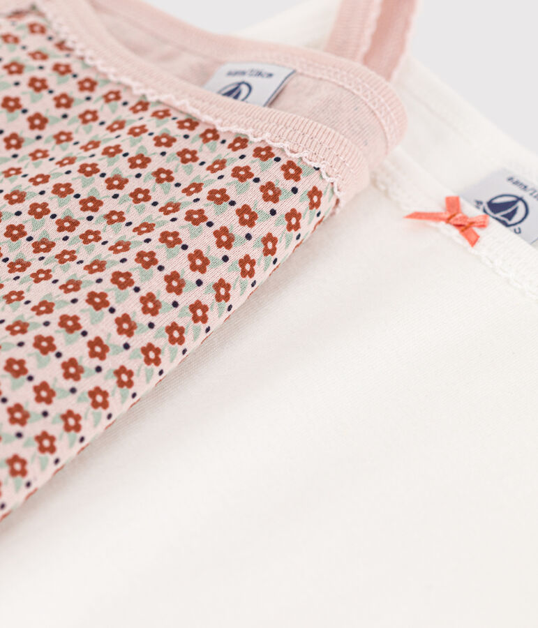 Set van 2 meisjeshemdjes met bandjes en bloemetjes in katoen multicouleur