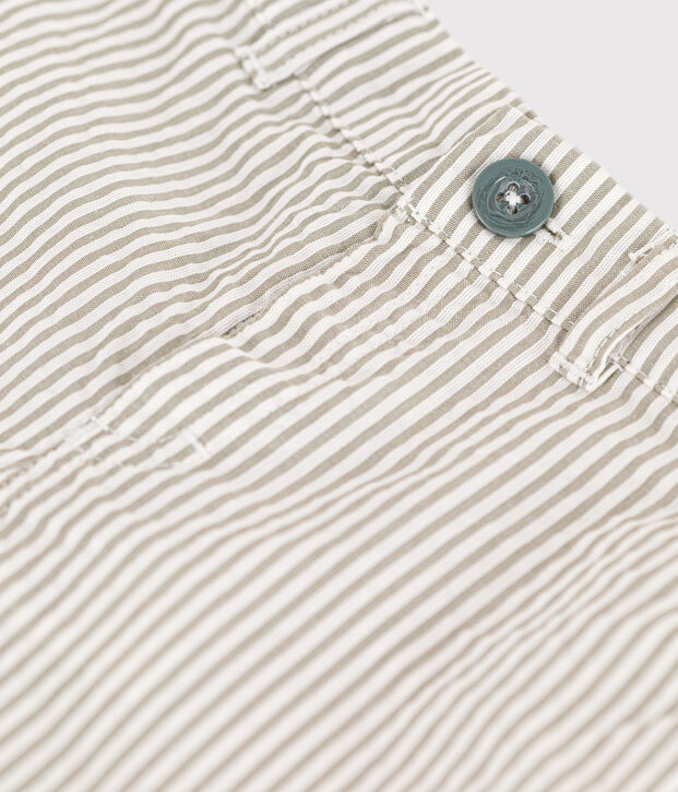 Seersucker short voor baby's groen/wit
