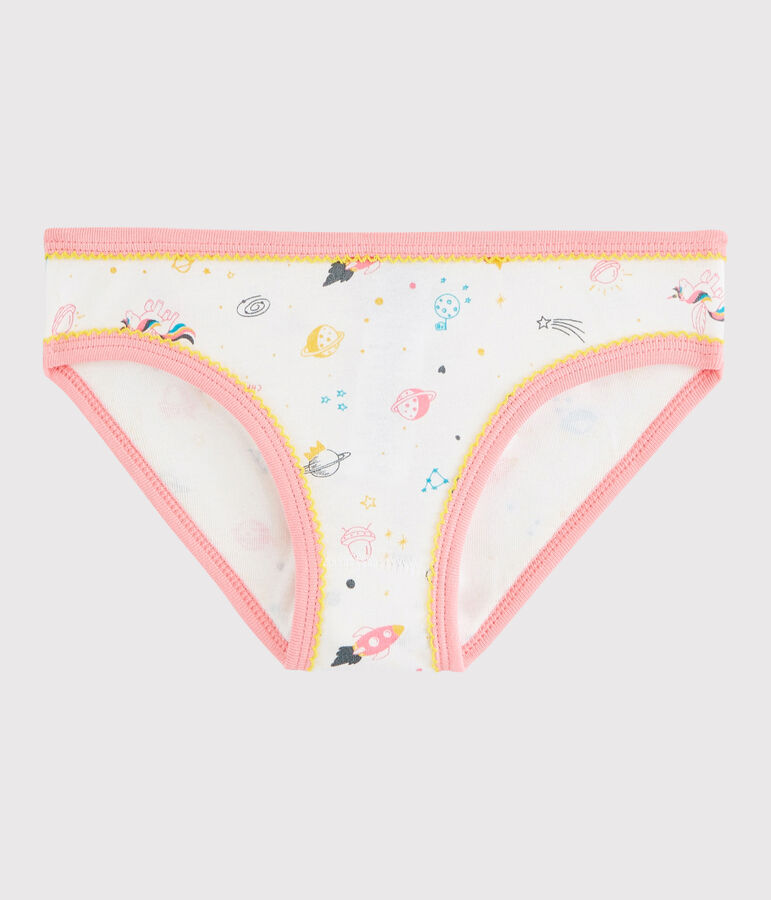 Culotte petite fille en coton blanc/rose/multicouleur