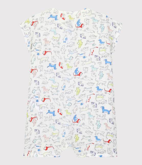 Kleurrijke playsuit voor baby's van biologisch katoenen luierstof wit MARSHMALLOW/wit MULTICO