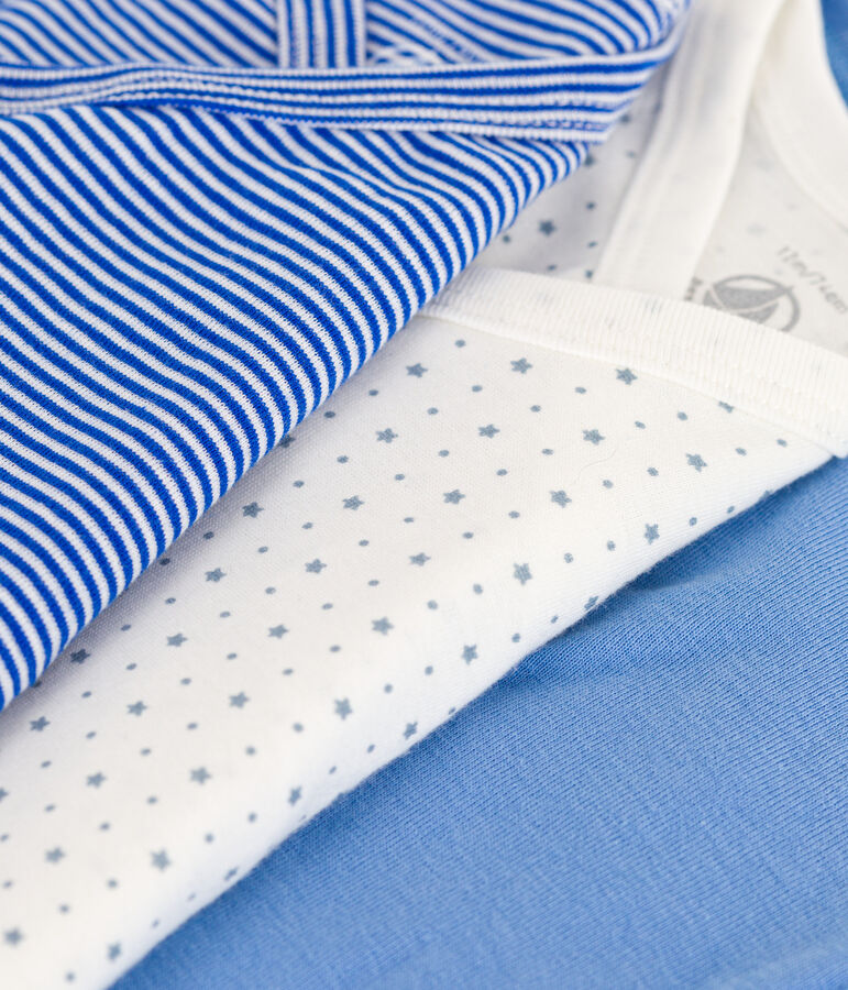 Lot de 3 bodies crois&eacute;s manches longues imprim&eacute;s en coton multicouleur