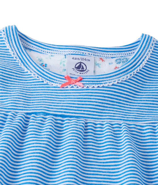 Pyjama fille rayé milleraies bleu DELPHINIUM/blanc ECUME