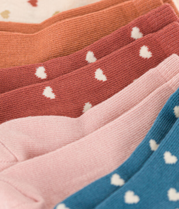 Lot de 5 paires de chaussettes coeurs b&eacute;b&eacute; multicouleur