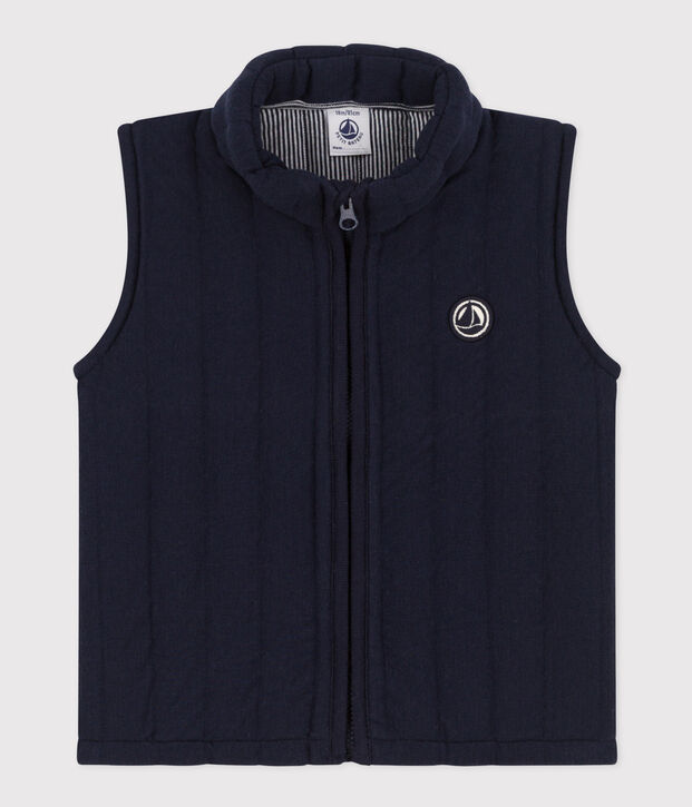 Veste sans manche en tubique matelass&eacute; b&eacute;b&eacute; bleu marine