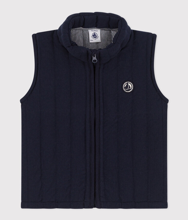 Babyjas zonder mouwen in gewatteerde tubic blauw