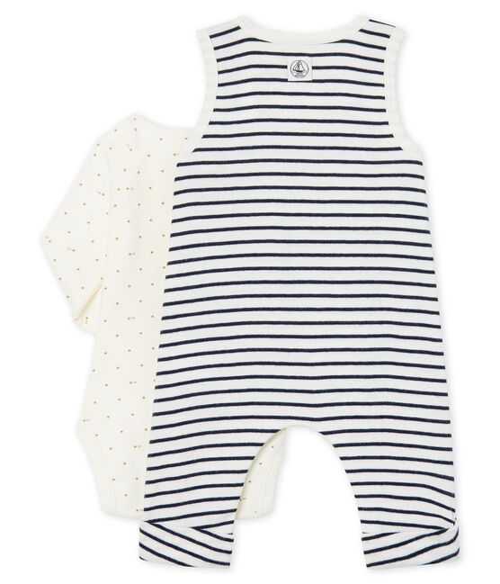 Ensemble deux pièces bébé garçon en côte blanc MARSHMALLOW/bleu SMOKING