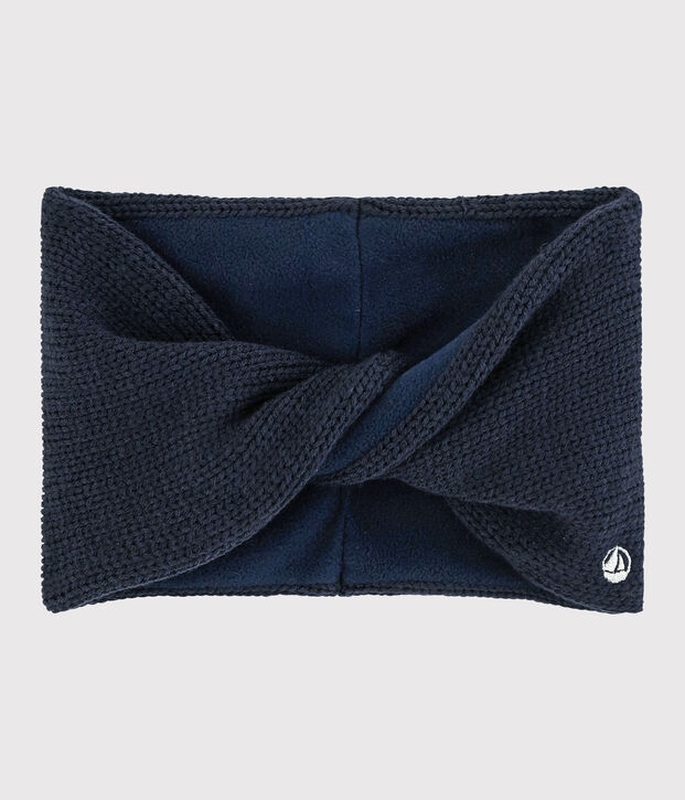 Snood torsad&eacute; en tricot enfant gar&ccedil;on - fille bleu marine