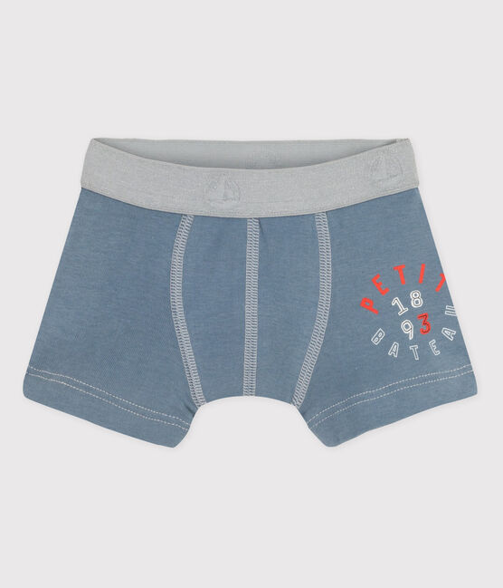 Boxer petit garçon en coton bleu ASTRO/gris POUSSIERE