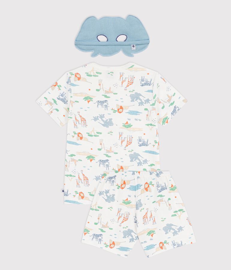 Korte katoenen verkleedpyjama met savanneprint voor kinderen wit/multicouleur