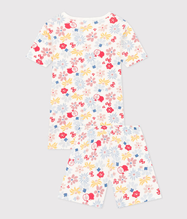 Pyjama short ajust&eacute; en coton imprim&eacute; fleurs enfant blanc/multicouleur