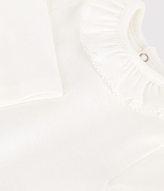 Body manches longues à collerette en coton bébé blanc MARSHMALLOW