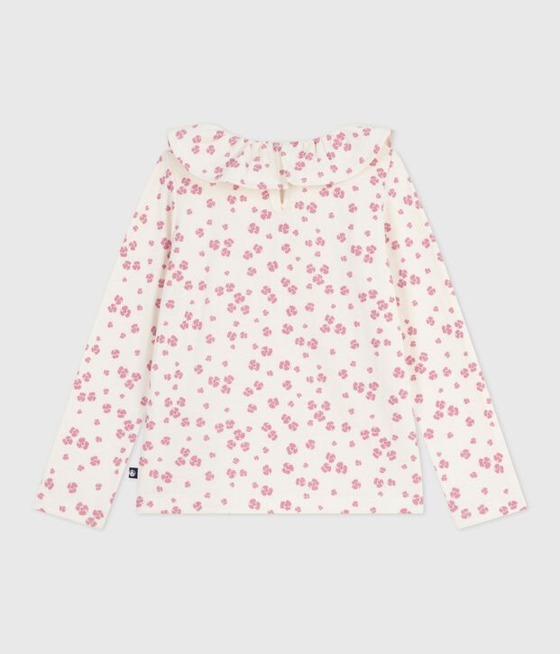 Katoenen T-shirt met lange mouwen en print voor kinderen ecru/multicouleur