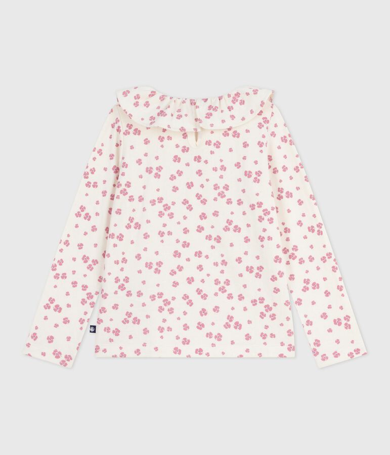 Katoenen T-shirt met lange mouwen en print voor kinderen ecru/multicouleur