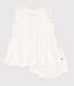 Robe blanche bébé en nid d'abeille à manches courtes et bloomer