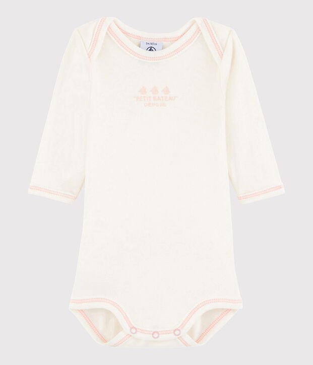 Rompertje lange mouwen babymeisje wit/roze