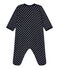 Pyjama in bouclébadstof met stippen voor babymeisjes blauw SMOKING/wit ECUME