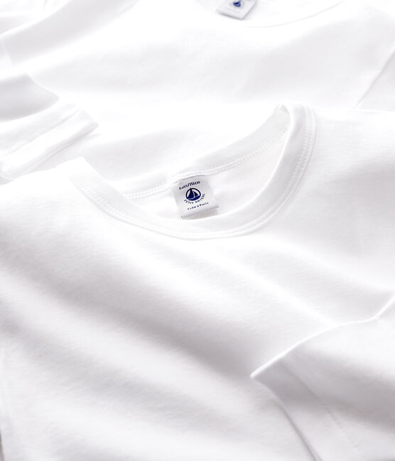 Set van 2 witte T-shirts met lange mouwen jongens variante 1