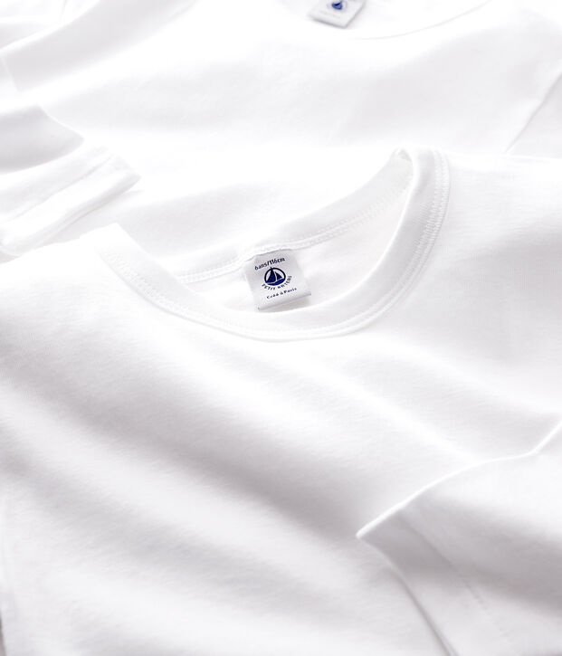 Lots de 2 tee-shirts manches longues blancs petit gar&ccedil;on multicouleur