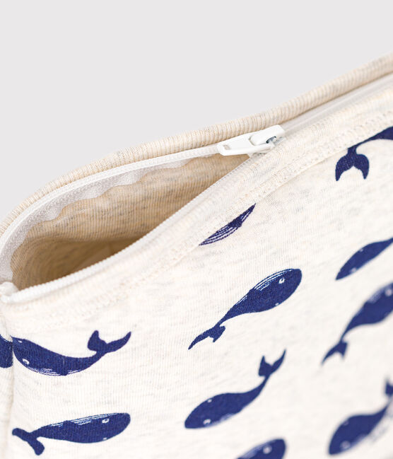 Katoenen enveloptasje met walvisprint beige MONTELIMAR/blauw MEDIEVAL