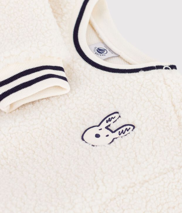 Babysweatshirt van effen sherpa MILK