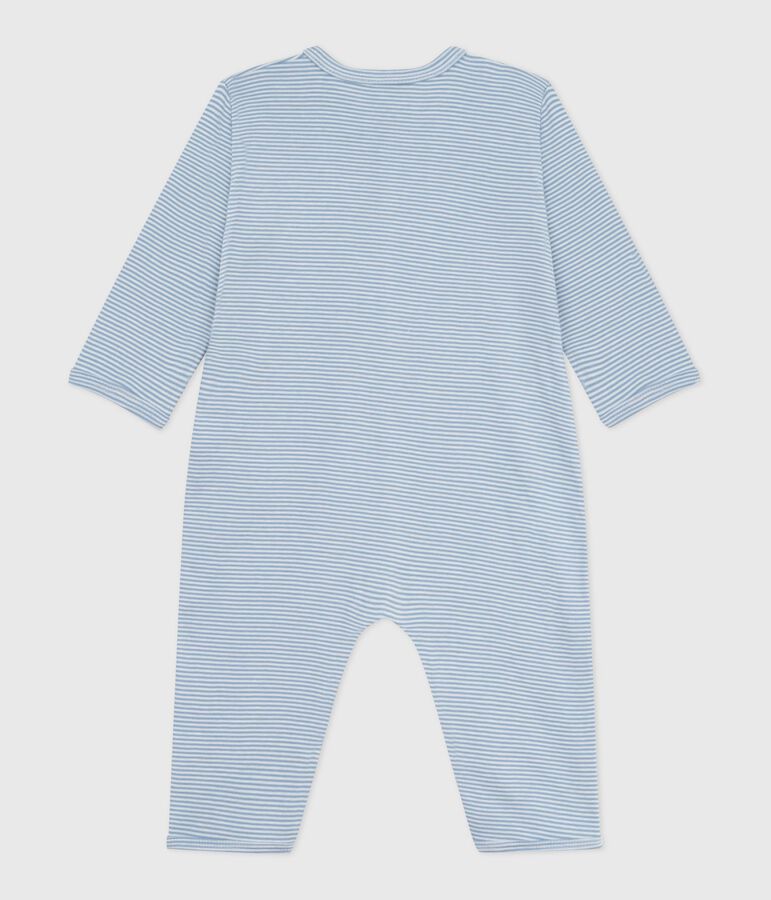 Pyjama b&eacute;b&eacute; en coton sans pieds &agrave; rayures bleu/blanc