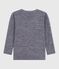 Tee-shirt enfant en laine et coton manches longues à rayures bleu SOIR/ MARSHMALLOW