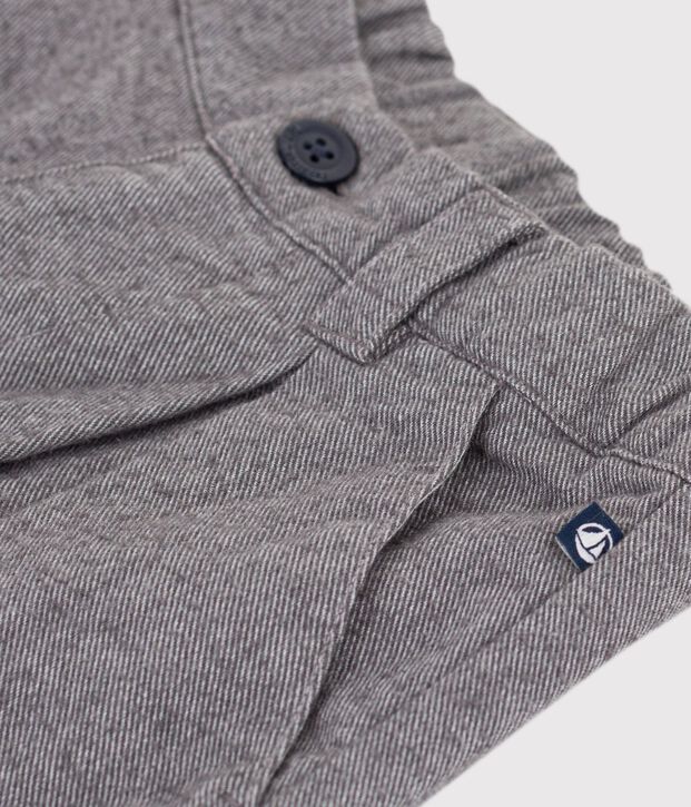 Kinderbroek met bandplooitjes van katoenflanel grijs