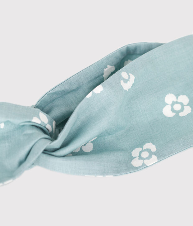 Haarband van popeline met bloemenprint voor meisjes groen/wit